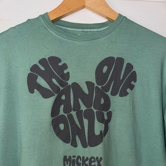 Disney 100 Years Cotton Oversized Relaxed Fit Green Mickey Mouse T-Shirt Sz S - Picture 2 of 7